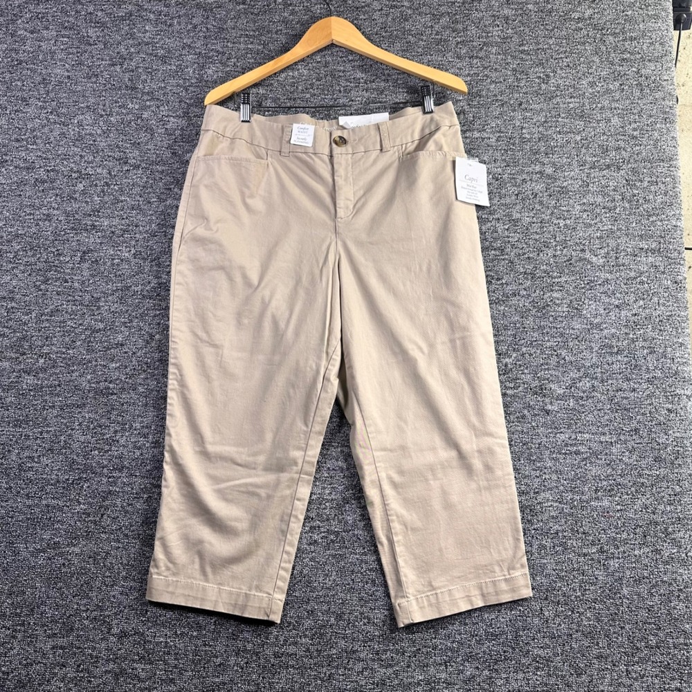 Croft & Barrow Womens Taupe Mid Rise Stretch Capri Pants Size 14 WCBR156000SD